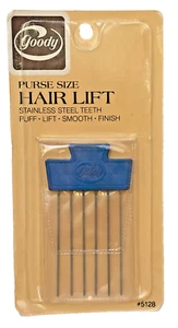 Vintage Goody 1975 Purse Size Hair Lift Stainless Steel Teeth Blue #5128, USA - Picture 1 of 2