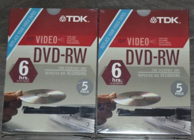 TDK DVD-RW 5 Pack x 2 DVD 10 Discs Lot 6 Hrs. in EP Mode 4.7GB 2X Compatible NEW - Image 1 of 4
