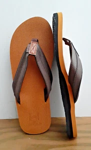 KuaiLu Men's Yoga Mat Leather Flip Flops Thong Sandals with Arch Support - Picture 1 of 5