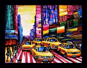 NEW-YORK STREETS PALETTE KNIFE TEXTURE OIL PAINTING ART BY IVETA - Picture 1 of 9
