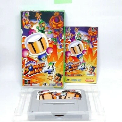 Super Famicom Super Bomberman 4 Bomber Man Nintendo Box Manual Japan  SHVC-A4BJ - Image 1 of 4