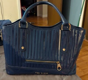 Ted baker Blue Shoulder Bag Gold Hardware Tote - Picture 1 of 11