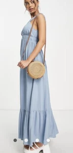 ASOS Maxi Dress Women 22 Blue V Neck Sleeveless Pullover Coastal Travel Comfort - Picture 1 of 13