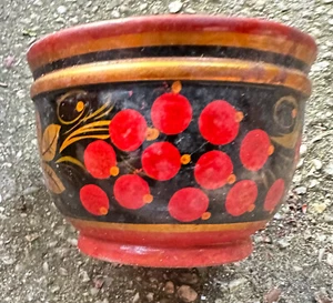 Vintage USSR Russian Lacquer Hand Painted Wooden Bowl Original - Picture 1 of 4