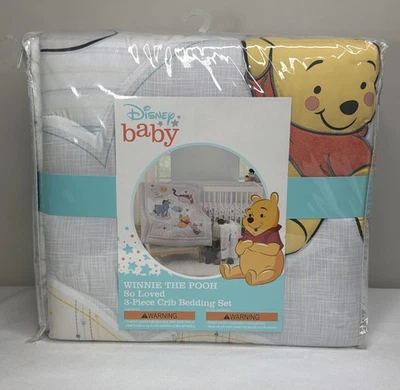 NUEVO Juego de ropa de cama para cuna de 3 piezas Disney Baby Winnie The Pooh So Loved Foto 1 de 4