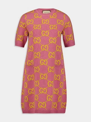 Gucci GG Knit Monogram Dress, Purple Pink Wool Size L (Large) - Image 1 of 4