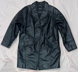 Vintage 80er Wilsons schwarze Echtleder Long Jacke Mantel Gr. M, Thinsulate, Korea - Bild 1 von 4