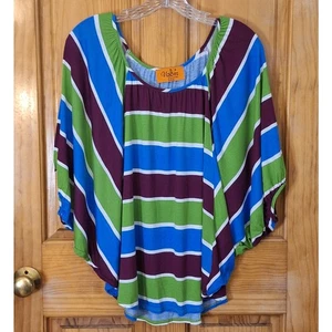 Camisa VOOM by Joy Han Para Mujer Pequeña Rayas Dolman Manga Globo Retro Mod - Imagen 1 de 8