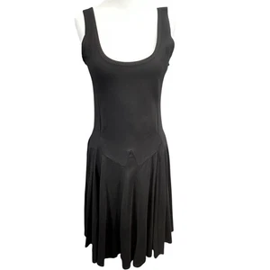 Magdalena Women's Black Drop Waist Pleated Fit Flare Midi Dress NWT Medium 8/10 - Picture 1 of 6