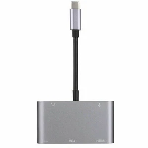 Aluminum Alloy 5 in 1 USB-C PD Type-C Adapter Converter Hub HDMI/4K, VGA/1080P - Picture 1 of 10