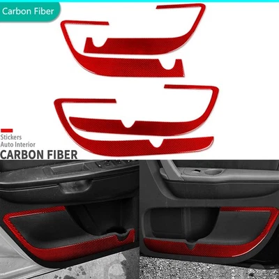 Cubierta de panel antipatadas de puerta interior de fibra de carbono roja para Chevrolet Traverse 2009-17 Foto 1 de 4