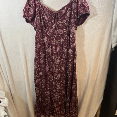 Lane Bryant  Bubble Sleeve Tie Neck Floral Maxi Tiered Dress Bohemian - Size 20 - Image 1 of 4