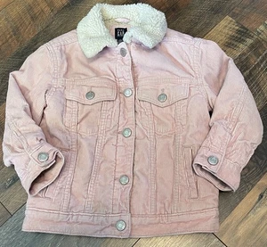 Gap Kids Girl's Jacket Size 4 Years Pink Baby Sherpa-Lined Fleece Corduroy - Picture 1 of 5