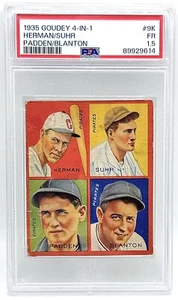 Goudey 1935 4 en 1 #9K Herman, Suhr, Blanton, Padden (RC) PSA 1,5 FR - Imagen 1 de 2