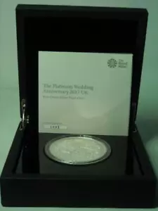 2017 UK £10 QEII PLATIN HOCHZEITSTAG 5oz 0,999 SILBERPROOF + Etui + COA - Bild 1 von 9