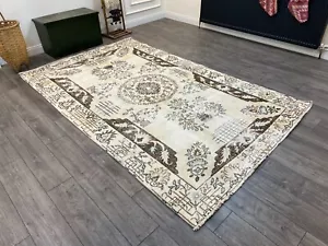 Alfombra turca beige, alfombra hecha a mano, alfombra oriental, alfombra de sala de estar, 5,9 x 9,4 pies - Imagen 1 de 12