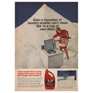 Detergente Wisk 1966: Even a Mountain of Laundry Powder anuncio impreso vintage - Imagen 1 de 1