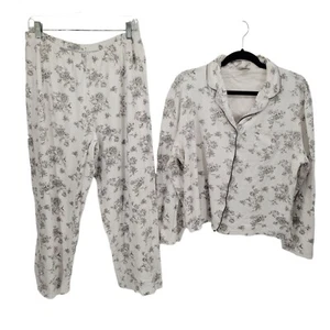 Pigiama donna Starialle grande bianco floreale manica lunga set pantaloni bottoni cotone - Foto 1 di 14