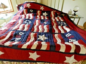 Sonoma Life+Style Quilt USA/Star Patching Cotton Blend Multi-Color Size 86"x86" - Picture 1 of 12