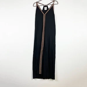 Pitusa Pima ärmellos V-Ausschnitt Pullover lang Maxi Sommerkleid schwarz Multi Standard - Bild 1 von 4