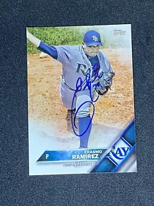 Carta Topps Erasmo Ramirez Tampa Bay Rays firmata auto 2016 #483 ~ COA - Foto 1 di 3