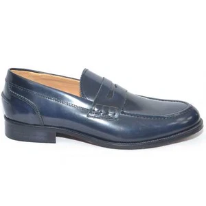 Herrenschuhe Halbschuh klassisch blau geschliffen Lederboden rutschfest Made in it - Bild 1 von 8