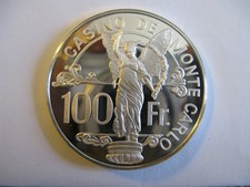 Collectible Casino De Monte Carlo 100 Francs Silver Poker Chip / Token