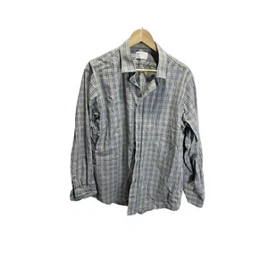 Lorenzo Uomo The Perfect Fashion Shirt Men 17 (34-35) Trim Fit Blue Gray Plaid - Picture 1 of 4
