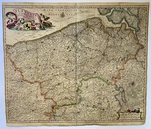 FLANDERS BELGIUM c. 1660 NICOLAS VISSCHER I LARGE ANTIQUE MAP - Picture 1 of 13