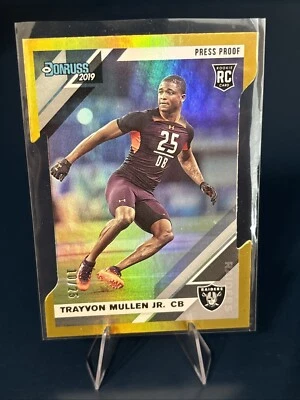 GOLD /25!! Trayvon Mullen Jr 2019 Donruss Gold Press Proof DieCut RC /25 Raiders - Image 1 of 3