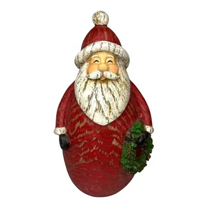 Statuina vintage Babbo Natale finto legno resina 9" mensola sitter - Foto 1 di 5