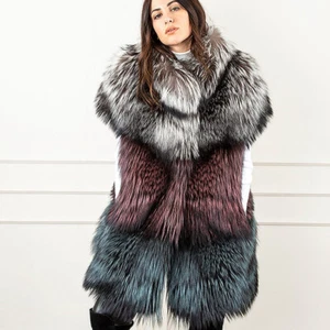 Winter Fashion Women Real Silver Fox Fur Vests Coat Genuine Warm Gilet Waistcoat - Picture 1 of 3
