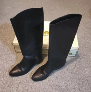 Etienne Aigner Women's Riding Boot 7.5M Knee High Fashion Leather 7948 Black 021 - Picture 1 of 24
