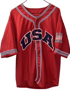 Camiseta deportiva de béisbol de USA GOD BLESS AMERICA talla adulto M bordada roja coliseo - Imagen 1 de 10