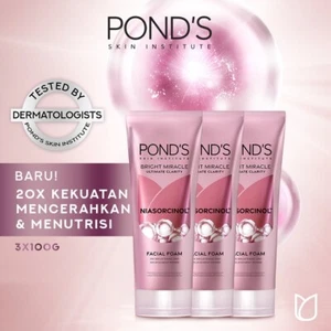3 x PONDS Bright Miracle Ultimate Clarity Facial Foam with 20x Brightening 100g - Picture 1 of 7