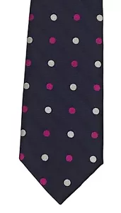 Paul Smith Silk Skinny Neck Tie Black Fuchsia & Gray Polka Dot 2.5" New Tag $120 - Picture 1 of 6