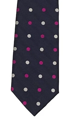 Corbata Paul Smith Seda Ajustada Cuello Negra Fucsia y Gris Lunares 2.5" Nueva Etiqueta $120 Foto 1 de 4