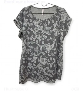 TOP TÚNICA ESTAMPADO FLORAL GRIS MELÓN COOL, TALLA L, PECHO 44", LARGO 29" - Imagen 1 de 2