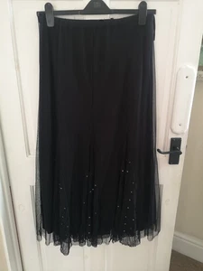 Per Una Size 12 Black Chiffon Maxi Skirt Lined Sequinned - Picture 1 of 6
