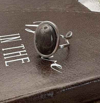 Anillo Piedra Natural Hecho a Mano Marrón Gris Verde - Acero Inoxidable Ajustable Foto 1 de 4