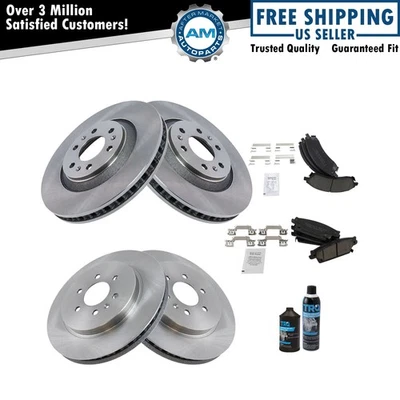 Front & Rear Ceramic Brake Pad & Rotor Kit w/Fluids for 04-09 Cadillac SRX - Image 1 of 4