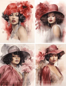 African American Flapper Collage Supplies Scrapbook Junk Journal Card Toppers - Picture 1 of 1