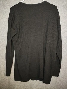 Carole Little Vintage 100% Wool Cardigan Sweater XL Black Button Front Longline - Picture 1 of 4