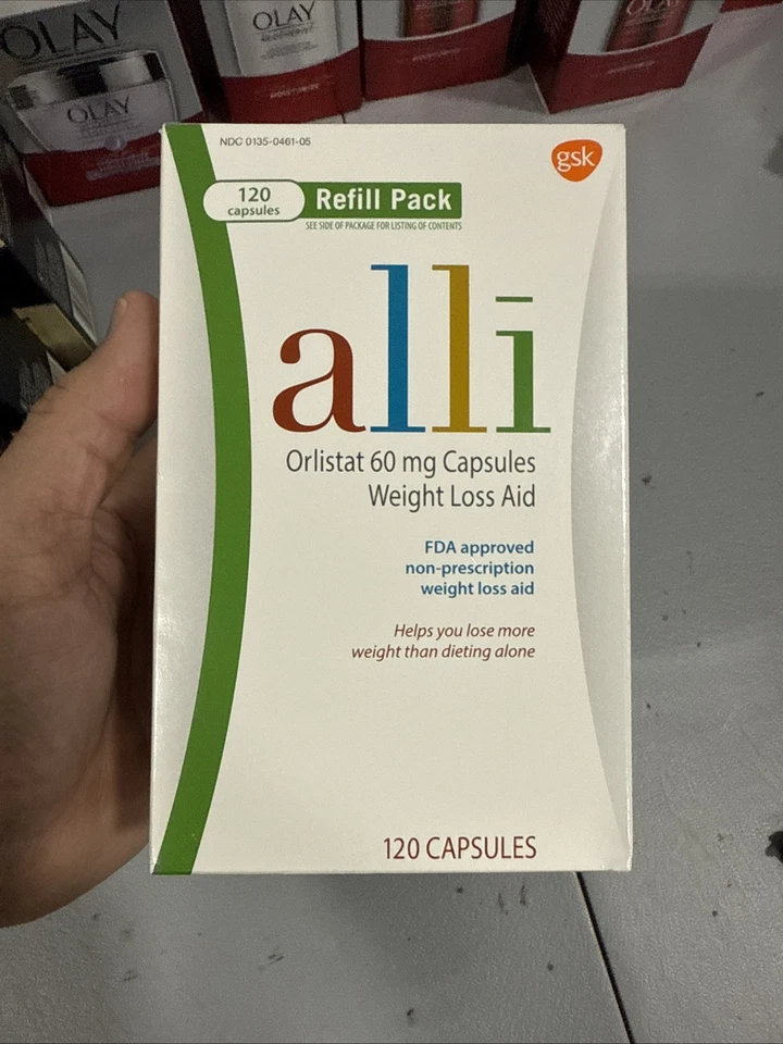 Píldoras de dieta para bajar de peso, Orlistat 60 mg cápsulas 120 unidades paquete de recarga EXP 09/26 Foto 1 de 1