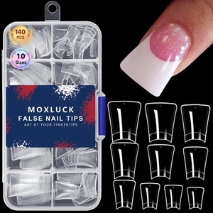 Duck Nail Tips,Clear Curved False Tips 140 Piece Assortment, Clear - Picture 1 of 9