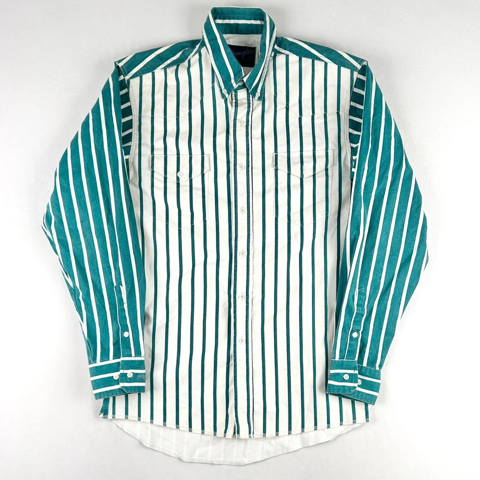 Wrangler Brushpopper Shirt Mens Size 15½-34 Striped Long Sleeve Cowboy Rodeo VTG - Image 1 of 4