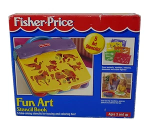 Fisher Price 1995 Fun Art Schablonenbuch zum Mitnehmen Schablonen Etui Caddy mit Box - Bild 1 von 15