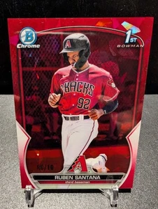 2023 Bowman Sapphire Edition Ruben Santana Red Refractor /10 1st Bowman RC - Picture 1 of 11