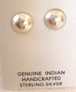 NWT Navajo Louise Yazzie 3/8" Stud Earrings 925 Sterling Silver Pierced Posts - Picture 1 of 3
