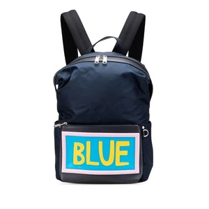 FENDI Vocabulary Larry BLUE Backpack Backpack 7VZ035 Women 【Used】 - Picture 1 of 12